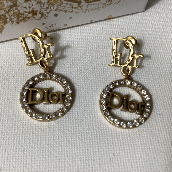 Dior Gold and Crystal Earrings - Picture 1 of 3